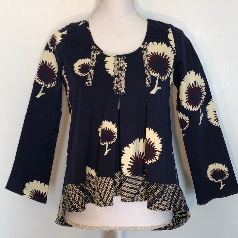 Troubadour Blue Marlow Dandelion Print Top